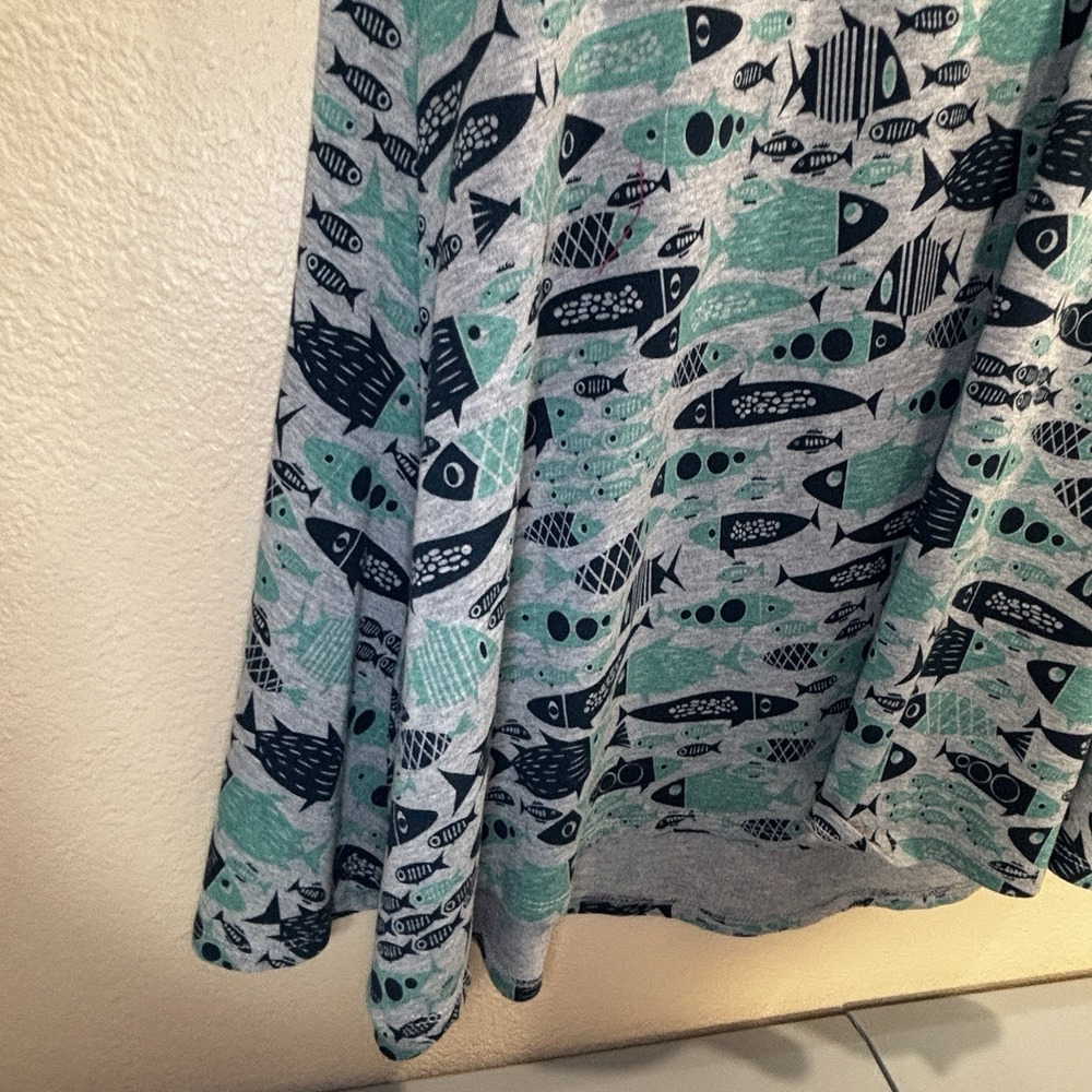 Lularoe Shirt Tee V-Neck Floral Short Sleeve Teal Blue Stretch Soft Large - Picture 8 of 11